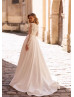 Long Sleeves Beaded Ivory Lace Satin Wedding Dress